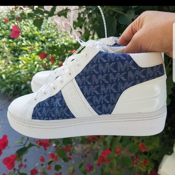 Michael Kors Shoes - Michael Kors Chapman denim croc embossed sneakers